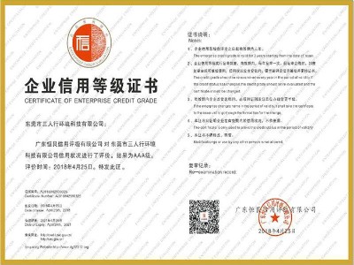 三人行-企業信用等級證書